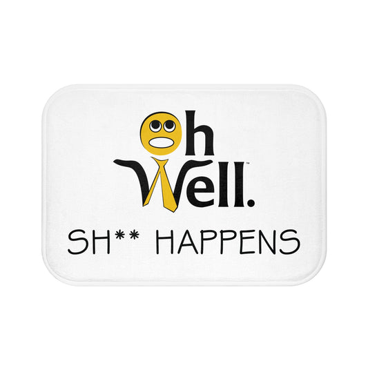 Funny Yellow Bath Mat - 'Oh Well Sh** Happens'