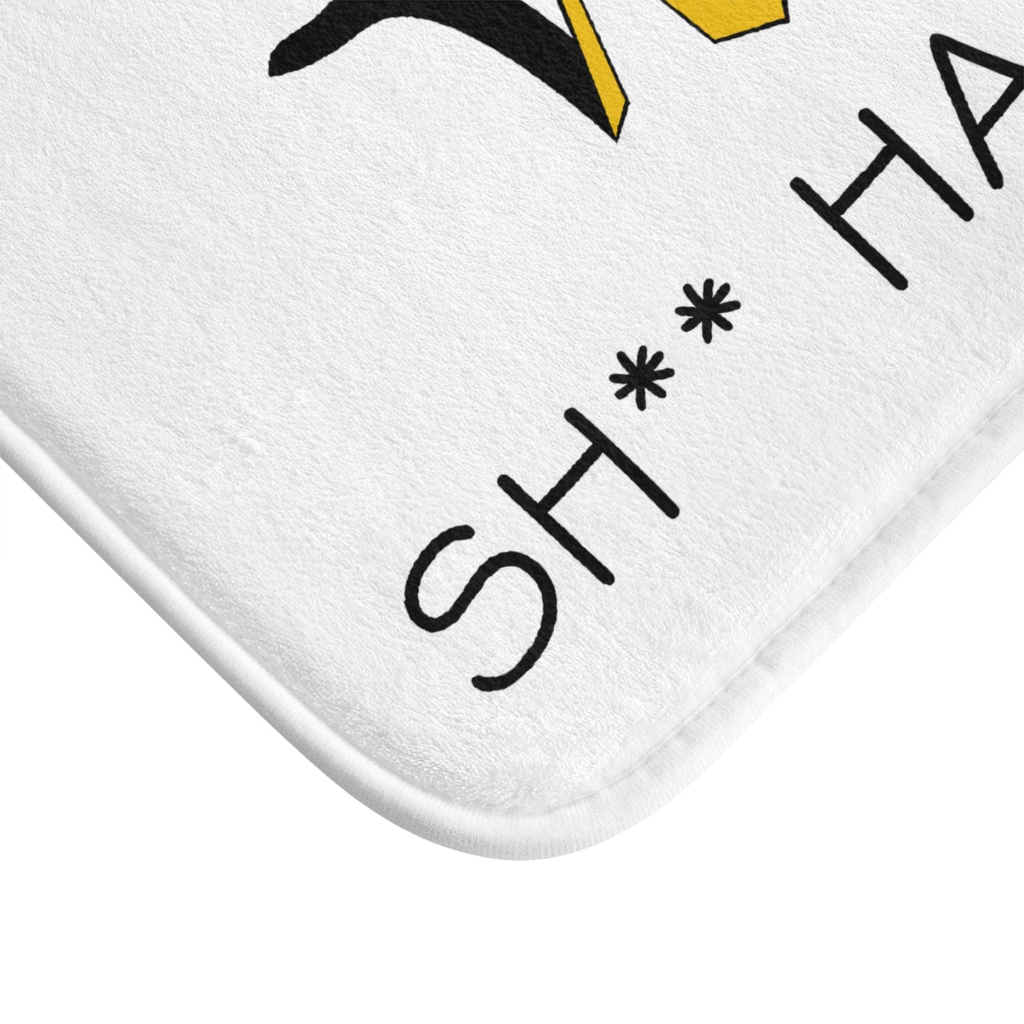 Funny Yellow Bath Mat - 'Oh Well Sh** Happens'